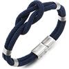 COOLSTEELANDBEYOND Uomo Donna Braccialetto di Amicizia, Nodi Marinari Nodo Nautico Blu Scuro Navy Cotone Cinghie Braccialetto, Fascia Polso