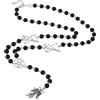 Flongo Satana rosario battesimo collana: nero Beaded Satanic Capra Mendez collana con ciondolo Baphomet gioielli religiosi amuleto protezione Shaitan uomo donna Halloween regalo religioso