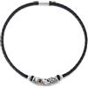 COOLSTEELANDBEYOND Nero Intrecciato Pelle Collana, Piuma Filigrana Charms Rosso Pietra preziosa, Uomo Donna, Collare
