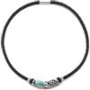 COOLSTEELANDBEYOND Nero Intrecciato Pelle Collana, Piuma Filigrana Charms Blu Pietra preziosa, Uomo Donna, Collare