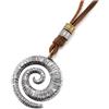 COOLSTEELANDBEYOND Annata Spirale Ciondolo Pelle Collana per Uomo Donna, Texture Turbine Cavo in Marrone Pelle, Boho Tribal