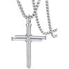 FaithHeart Collana con Croce da Uomo, Ciondolo Croce Cristiana, Acciaio Chirurgico Inossidabile 316L, Impermeabile, Tre colori, Catena 55+5cm, Regali Comunione Maschio
