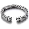 COOLSTEELANDBEYOND Elastico Regolabile Grande Bracciale da Uomo Donna, Braccialetto del Polsino, Acciaio, Cavo Intrecciato