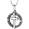 COOLSTEELANDBEYOND Acciaio Inossidabile Croce Ciondolo Collana da Uomo, Gotico Templare Cavaliere Medaglione con Catena Bordo, Religioso
