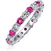 Bling Jewelry Anello Eternity Impilabile Alternato Cubic Zirconia Rosa Scuro Bianco Per Donne Rubino Simulato Argento Sterling .925 Mese Di Nascita Luglio