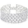 COOLSTEELANDBEYOND Scintillante Fiore Intrecciato Strass Pavé Cluster Largo Braccialetto Bracciali