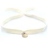 Rue des Mille - Choker Con Cuore - Foglia d'Oro | Choker Donna | Choker tessuto elastico Donna Argento Con Ciondolo Cuore Pendente E Zirconi Bianchi