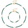 XINLIANYI 1 collana e bracciale verde sfaccettato con ametiste naturali acquamarine, pietre preziose e perline, girocollo, per anniversario di matrimonio, acciaio inox, Zirconia cubica