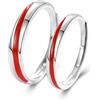 BCughia Anello Filo Rosso del Destino, Anelli in Argento 925 con Linea Rossa Anelli Coppia Fidanzamento Incisione Anelli Matrimonio Uomo Donna Regolabili