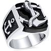 Bling Jewelry Personalizza il grande rettangolo di onice nero degli uomini che firma l'anello dell'ancora della barca della corda della marina Nautico per gli uomini Checker .925 Argento Sterling Fatto in Turchia