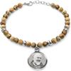 amorili Bracciale San Padre Pio da Pietrelcina in Acciaio Inox con Pietre Dure - Gioiello Religioso Cattolico Cristiano Unisex, Idea Regalo Fede e Devozione (paesina)