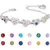 Wamantic Bracciale Donna Argento Personalizzato - Braccialetto Gioielli Bracciali Cuore Regalo Natale Compleanno Regali Festa Della Mamma per Moglie Amicizia (5 pietre portafortuna 5 nomi)