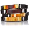 Gemstone Jewels Bracciale uomo in ambra naturale multicolore del Mar Baltico e acciaio inox Design elegante, regolabile 21 cm, gioiello artigianale unisex - Linea Horizon