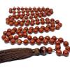 INFINITY GEMS Collana Mala 108 di diaspro rosso naturale AAA|Collana Mala con 108 preghiere e perline| Bracciale Mala annodato a mano | Japa Mala| Perline rotonde da 8 mm | Nappa da meditazione