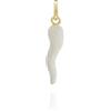 Donipreziosi Ciondolo Smaltato a forma di Corno Portafortuna - Pendente Cornetto napoletano in Argento per Collana o Bracciale Uomo o Donna, Scaramanzia - 3,5 cm Bianco Placato Oro