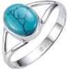 mantraroma Anello da donna in argento 925 con pietra preziosa turchese, semplice e moderno