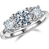 MOOSEA Anello di fidanzamento donna moissanite 3 pietre 2 carati D colore purezza VVS1 laboratorio creato diamante anello 14 carati oro rosa moissanite Vermeil signore, #10.5, Vermeil in oro rosa in
