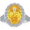 Bling Jewelry Personalizza Anello di Fidanzamento in Stile Vintage Estate Cocktail 6CT Halo AAA CZ Giallo Canarino Ovale Solitario per Donne in Argento Sterling .925 con Pietre Laterali Pave Personalizzabile