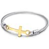 555Jewelry Bracciale da uomo e donna in acciaio inox con chiusura a croce religiosa, 65 mm, Acciaio inossidabile, Nessuna pietra preziosa