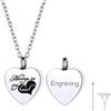 Richsteel Collana da Donna con Ceneri Ciondolo a Forma di Cuore d'Amore Collana Ricordo Cremazione Personalizzabile Incisione Laser Nome Personalizzato