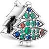 PANDORA Ciondolo Moments a forma di albero di Natale in argento Sterling con cristalli rosso salsa, blu vero e verde lago