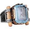 KAMBO Anello da uomo in argento Sterling 925 realizzato a mano in argento Sterling 925 unico anello da uomo, Paraiba azzurro creato