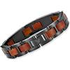 Woodstar (RED SHARK Bracciale da Uomo in Acciaio e Legno, Gioielli Moda Maschile, Braccialetto Regolabile, Grigio Rosso B19-008