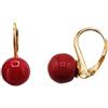gioiellitaly Orecchini monachella pendenti pallina corallo rosso sfera grande 10mm chiusura argento 925 dorato gioiello artigianale orecchini donna ragazza