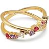 SINGULARU - Anello Estellar Cross. Ottone con Placcatura in oro 18 kt e Zirconia. Gioielli da donna. Taglia 18.