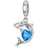 Magic Charms Ciondolo da donna in argento Sterling 925 con cuore e fiore, compatibile con bracciali e collane europei, Klein, Zirconia cubica