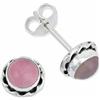 mantraroma orecchini a bottone in argento 925 con quarzo rosa e pietra preziosa rosa, orecchini in vero argento sterling da donna, regalo