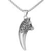 TQWSVUM Collana con Dente di Lupo Nordico Vichingo per Uomo - Collana con Ciondolo Talismano con Testa di Lupo Vintage in Acciaio Inossidabile Fatta A Mano - Gioielli Animali con Amuleto Tribale