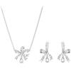 Swarovski Volta, Set Orecchini e Collana Pendente, con Motivo a Fiocco, Cristalli e Zirconia Swarovski, Placcati in Tonalità Rodio, Bianco
