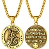 PROSTEEL Collana San Michele Arcangelo Uomo Talismano Portafortuna Acciaio Inossiabile Nero Medaglietta Argento Confezione Regalo