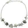 Generico Bracciale Donna in Argento 925 con Simboli della Sardegna, Gigante di Mont'e Prama, Pecorella, Nuraghe, Lunghezza Regolabile 18,5-21 cm, Larghezza 12 mm