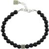 Generico Bracciale Su Coccu in Onice Nera 6mm, Filigrana d'Argento 925 Brunito, 18-22cm, Gioiello Artigianale Sardo