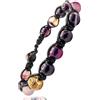 Samsara Bracciale Tibetano Buddista - shamballa con pietra in Agata Viola Striata - Filo in cotone cerato nero
