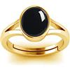 DINJEWEL Anello regolabile Ashtdhatu con pietra di onice nera da 7,25 ratti/6,32 carati, pietra naturale originale e certificata Sulemani Kaala hakik Ashta dhatu disponibile, Placcato oro, Agata