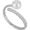 ANKROYU Anello con Perle Finte, Anelli Delicati, Anelli da Donna, Anelli Non Ossidanti, Anello di Apertura Regolabile con Perle Finte Semplici in Argento S925 da Donna (Misura USA 7)