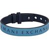Armani Exchange Bracciale da uomo in pelle con chiusura a bottone, Zaffiro