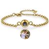 lorajewel Braccialetto personalizzato con foto proiettate di coppia Bracciale in argento e oro rosa con amore Festa della mamma Festa del papà Gioielli di Natale (oro)