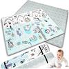 Nukido Tappetino da gioco double face, per gattonare, per la cameretta dei bambini, per gattonare, pieghevole, per bambini, giocattolo per bambini, 0-6 mesi, blu, 150 x 180 x 1,5 cm