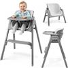 Moby-System NOXI Seggiolone Pieghevole 3 in 1 Grigio, Doppia Altezza Evolutiva, Compatto con Vassoio Rimovibile, da 6 Mesi