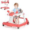 RELAX4LIFE 2 in 1 Girello Neonato 6-18 Mesi, Primi Passi Pieghevole per Bambini con Altezza e Velocità Regolabili, Musica e Luce, Cuscino Rimovibile e Lavabile, Fino a 15 KG (ROSA)