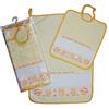 Bubabù Set ASILO SCUOLA MATERNA da ricamare AMICI DEL BOSCO 2 pezzi: bavaglino spugna con elastico cm.28x32, asciugamano cm.40x55 con fascia in etamine Cotone 100% Made in Italy (Giallo)