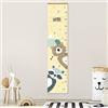 Stellasticker - Metro per misurare la crescita dei bimbi personalizzato - con nome e data di nascita - decorazione per cameretta - facile da appendere - design carino e colorato (Orsetto lavatore)
