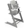 Stokke Seggiolone Stokke Tripp Trapp (Storm Grey) con cuscino OCS (Nordic Grey) - Include sedia Tripp Trapp, Baby Set 2 per bambini da 6 a 36 mesi e cuscino - Regolabile, ergonomico e facile da pulire