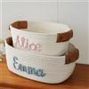 WOMB Cestino ovale personalizzato in tessuto beige classico (28x22x11cm)
