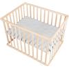 roba Box Rettangolare per Bambini roba Style - 75 x 100 cm - con Materassino e Ruote con Freni - 3 Altezze Regolabili - 0-24 Mesi - Legno Naturale e Inserto Grigio