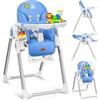 KIDIZ® 3 in 1 Seggiolone Seggiolone per bambini con barra dei giochi, Lettino per bambini, Seggiolone combinato Seggiolone per bambini, Schienale regolabile in 7 diverse altezze, blu